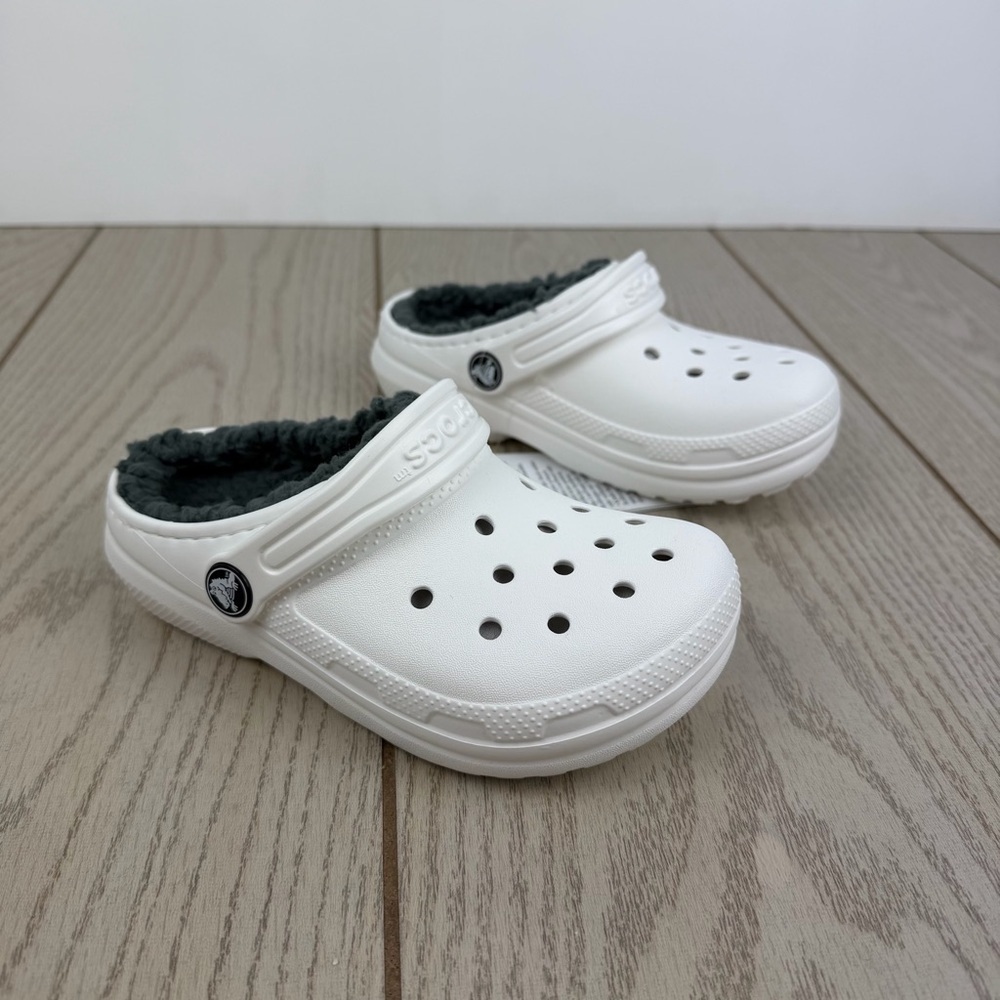 Crocs Classic Lined Kids Clogs c11 White/Grey $50 Children's Shoes